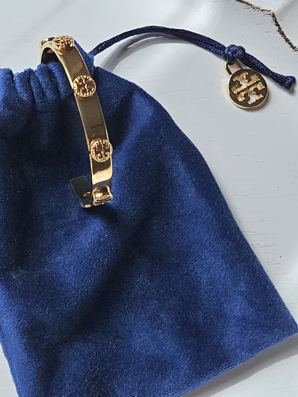 Tory Burch Gold Logo Cuff Bracelet - Picture 7 of 7